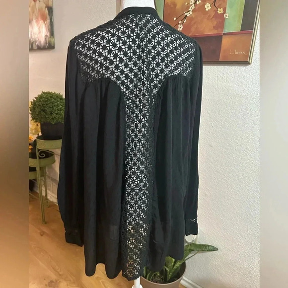 Free People button down black shirt size M - Picture 3 of 11